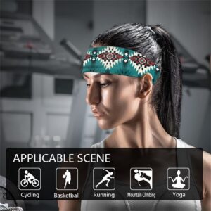 Xoenoiee Native American Tribal Geometric Pattern Workout Headbands for Women Men, Unisex Sports Head Bands Sweatband for Running Yoga Gym Football Baseball, Non-Slip