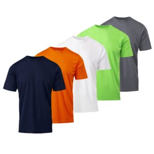 boys active t-shirt - quick-dry athletic workout training stretch crew neck short sleeve top 5 pack