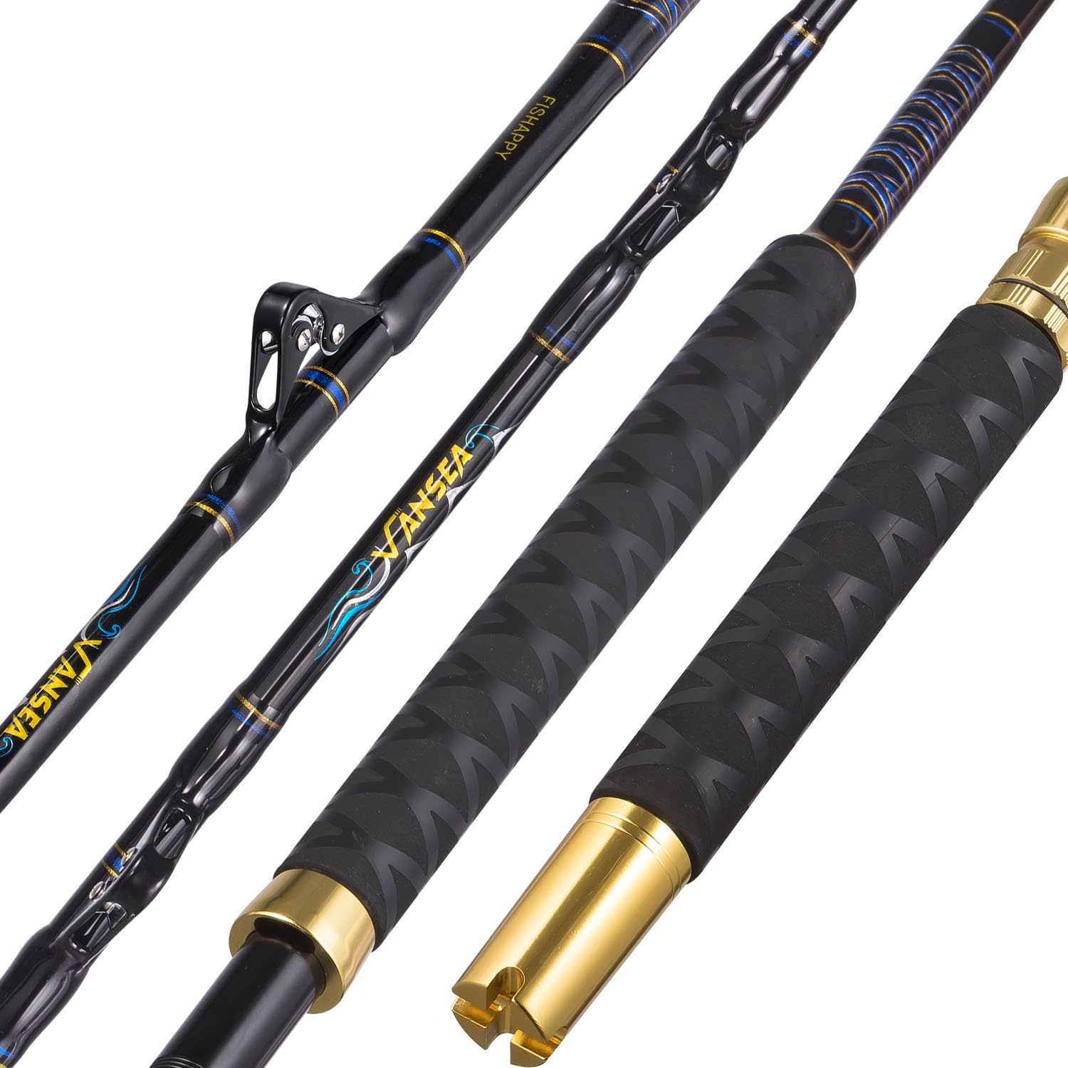 FISHAPPY Saltwater Offshore Straight Butt Trolling Rod Big Game Rod Conventional Boat Fishing Pole (5'1'' - 80-120lbs - 1 Piece)