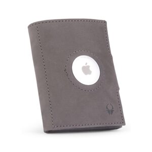 donbolso wallet air i slim airtag wallet with apple airtag holder i stylish leather card holder with rfid protection i for men and women i holds up to 11 credit cards i vintage grey