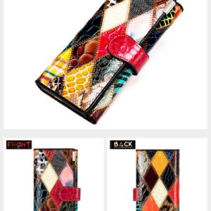 Women Multicolor Wallets Genuine Leather Card Holder Large Purses Phone Clutch (Multicoloured Diamond-L)