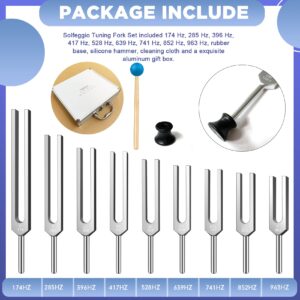 TENFLY Solfeggio Tuning Fork Set - 9 Tuning Forks Perfect for DNA Healing, Chakra, Sound Therapy, with Exquisite Aluminum Gift Box(174 Hz, 285 Hz, 396 Hz, 417 Hz, 528 Hz, 639 Hz etc)