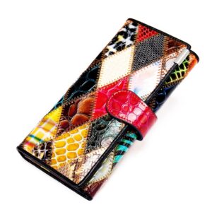 women multicolor wallets genuine leather card holder large purses phone clutch (multicoloured diamond-l)