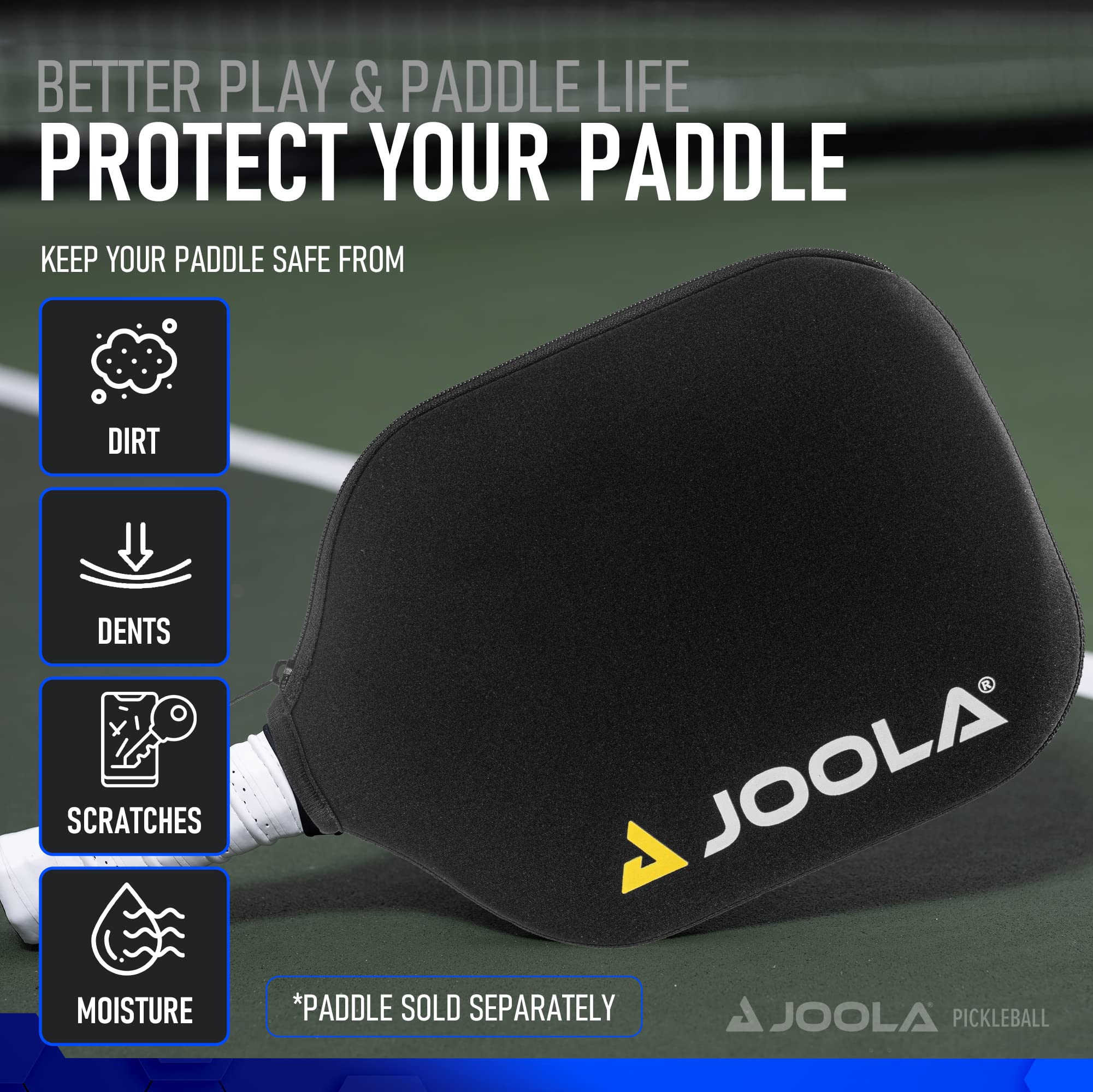 JOOLA Pickleball Paddle Cover - Neoprene Sleeve for JOOLA Solaire & Standard Size Pickleball Paddles - Fits Paddles Up to 8" - Pickleball Accessory and Gift