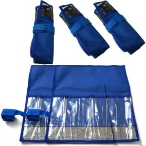 fish wow! 5pcs 16" by 15" fishing 6-pocket roll-up trolling tackle storage jig bait lures bags - blue