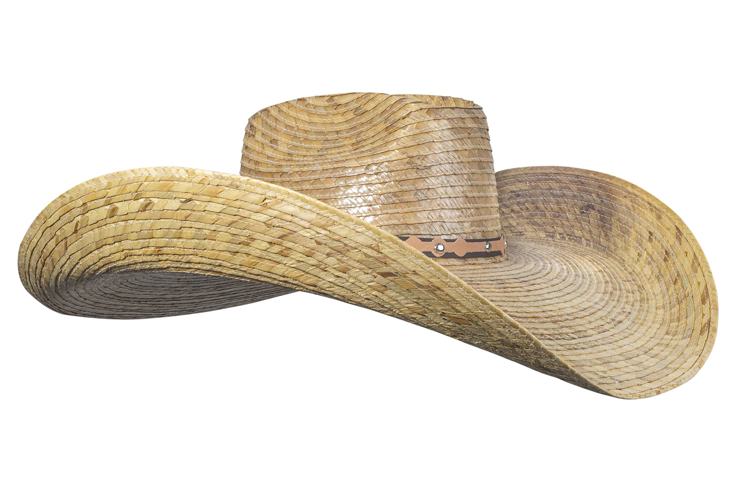 Mexart Oversized Cowboy Wide Brim Straw Hat Dark Natural | Sombrero de Palma Grande Obscuro