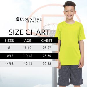 Boys Active T-Shirt - Quick-Dry Athletic Workout Training Stretch Crew Neck Short Sleeve Top 5 Pack