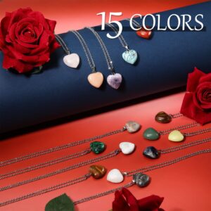 Geelin 15 Types Heart Shape Crystal Necklace Heart Shaped Crystal Charms Heart Pendants Women Love Crystal Necklace for Christmas Valentine's Day, Girls Wife Girlfriend Gift Birthday Party Favor