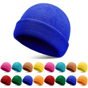 16 Pack Winter Beanies Bulk Cold Weather Unisex Hat Cuff Warm Skull Cap for Men Women Driving Cycling Hiking, Skating (Multicolor)