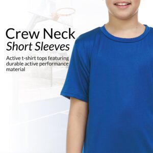 Boys Active T-Shirt - Quick-Dry Athletic Workout Training Stretch Crew Neck Short Sleeve Top 5 Pack