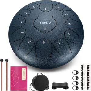 LEKATO Steel Tongue Drum 12 Inch 13 Tones, Rain Drum for Outside Beginner Handpan Drum Percussion for Meditation Yoga Musical Education, Best Gift for Family/Friends