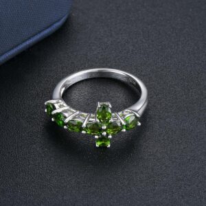 ZhenCai Cross Rings for Women Sterling Silver 925 Setting Natural Gemstone Chrome Diopside Eternity Ring Rhodium Plated Classic Style Fine Jewelry Birthday Gifts for Her (Dark Green, US Size 8)