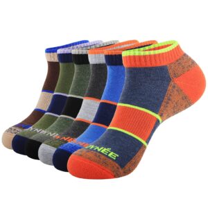 JOYNÉE Mens Low Cut Athletic Cushion Socks Comfort Running Ankle Socks with Moisture Wicking 6 Pack