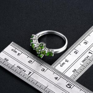 ZhenCai Cross Rings for Women Sterling Silver 925 Setting Natural Gemstone Chrome Diopside Eternity Ring Rhodium Plated Classic Style Fine Jewelry Birthday Gifts for Her (Dark Green, US Size 8)