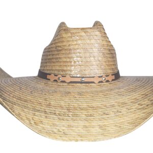 Mexart Oversized Cowboy Wide Brim Straw Hat Dark Natural | Sombrero de Palma Grande Obscuro