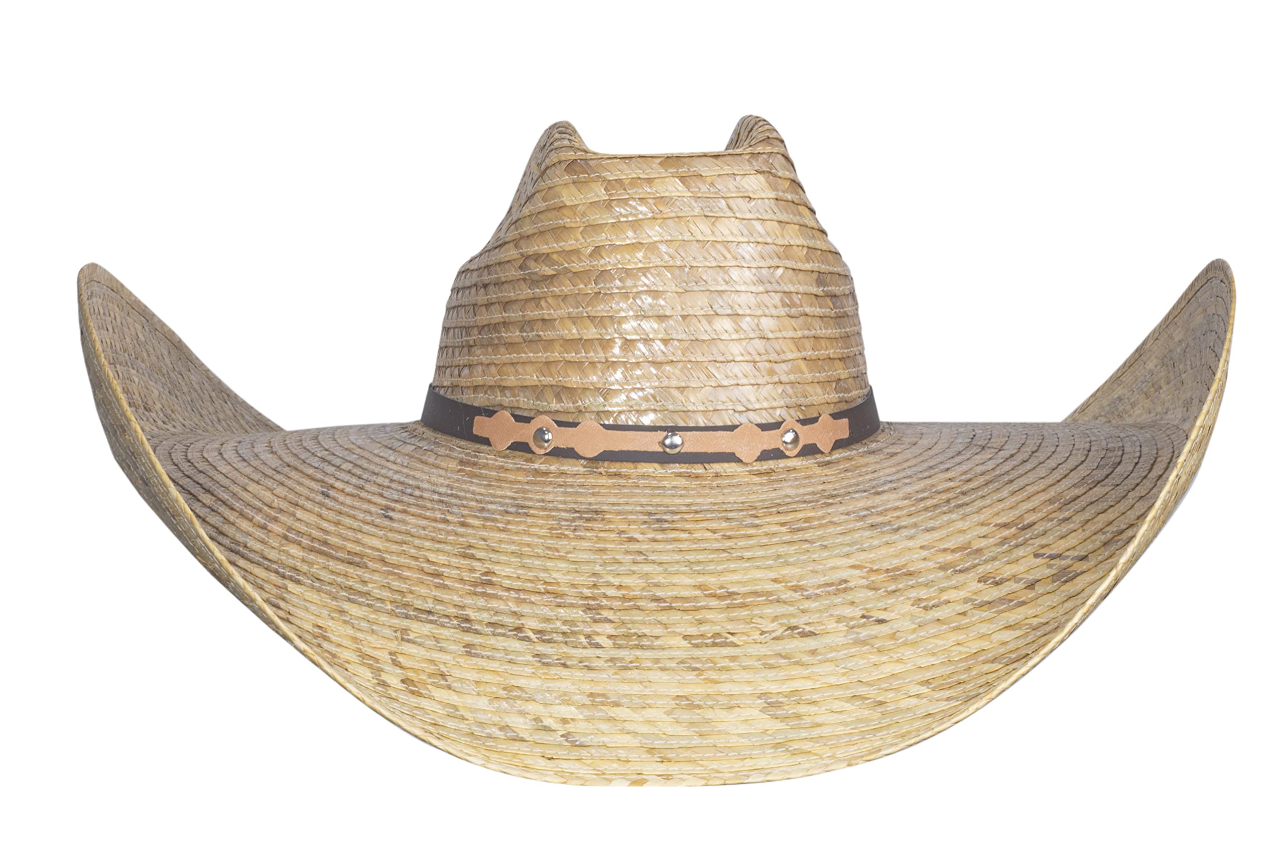 Mexart Oversized Cowboy Wide Brim Straw Hat Dark Natural | Sombrero de Palma Grande Obscuro