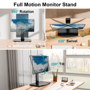 MOUNT PRO Single Monitor Stand Fits Max 32 inch Computer Screen, Free-Standing Monitor Desk Stand, Monitor Mount with Height Adjustable, Swivel, Tilt, Rotation, VESA Monitor Stand 100x100