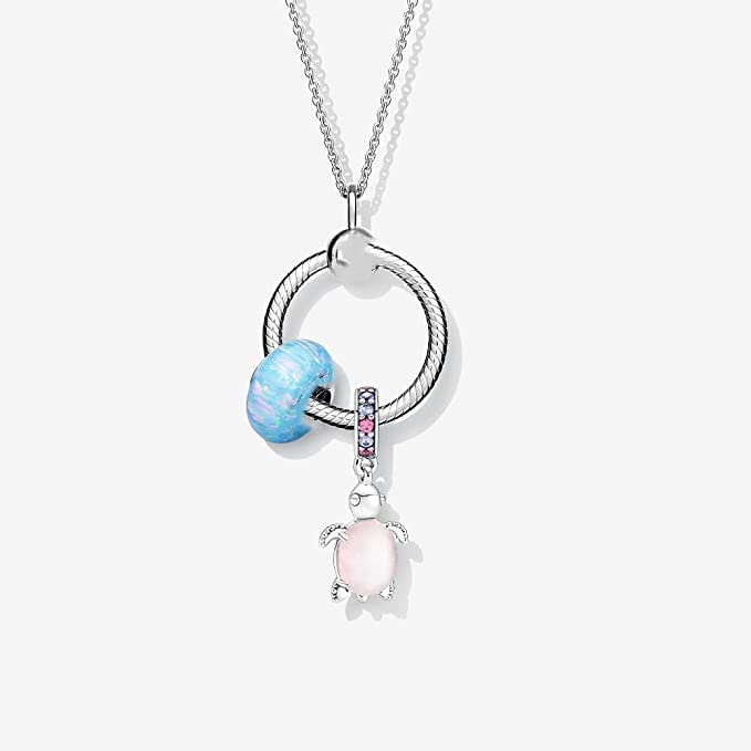 Murano Glass Pink Sea Turtle Dangle Charm 925 Sterling Silver Pendant,Girl Jewelry Beads Gifts for Women Bracelet&Necklace A0043-2