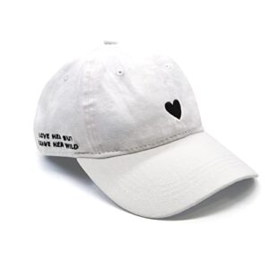 Atticus Poetry Hat, Embroidered Brushed Cotton Women’s Baseball Hat Unisex Fit, Adjustable One Size (Heart White)