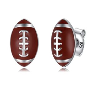 sterling silver football stud earrings - hypoallergenic sports jewelry gifts for women sports lovers (football)