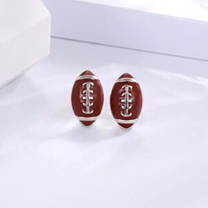 Sterling Silver Football Stud Earrings - Hypoallergenic Sports Jewelry Gifts for Women Sports Lovers (Football)