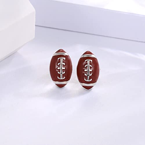 Sterling Silver Football Stud Earrings - Hypoallergenic Sports Jewelry Gifts for Women Sports Lovers (Football)