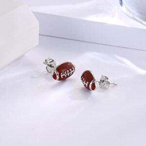 Sterling Silver Football Stud Earrings - Hypoallergenic Sports Jewelry Gifts for Women Sports Lovers (Football)