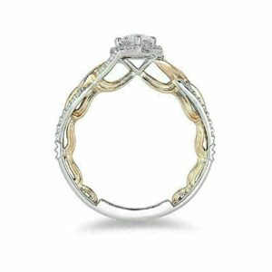 14K Two-tone Gold Over Pear & Round Cut White Diamond Enchanted Engagement Bridal Ring Set In 925 Sterling Silver for Women's