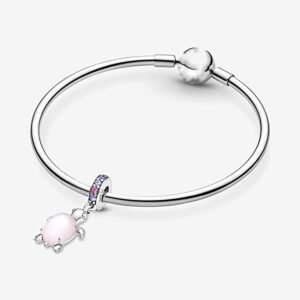 Murano Glass Pink Sea Turtle Dangle Charm 925 Sterling Silver Pendant,Girl Jewelry Beads Gifts for Women Bracelet&Necklace A0043-2