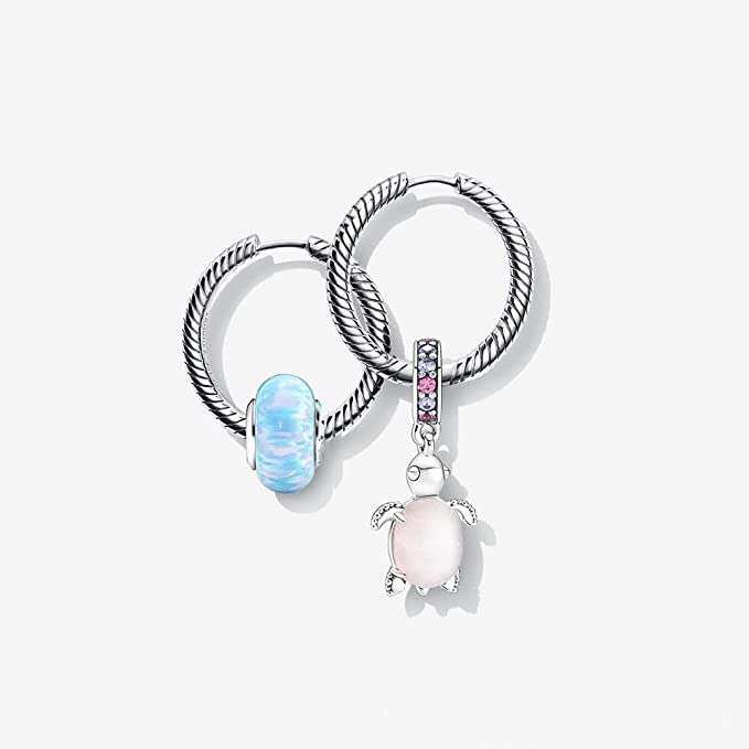 Murano Glass Pink Sea Turtle Dangle Charm 925 Sterling Silver Pendant,Girl Jewelry Beads Gifts for Women Bracelet&Necklace A0043-2