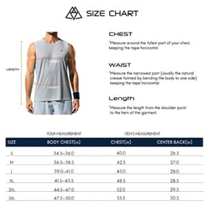 Haimont Mens Sleeveless Workout Shirt Swim Tank Quick Dry Muscle Tee, Light Grey, XL