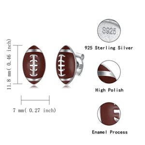 Sterling Silver Football Stud Earrings - Hypoallergenic Sports Jewelry Gifts for Women Sports Lovers (Football)