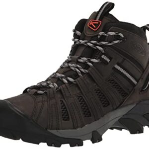 KEEN Men's Voyageur Mid Height Breathable Hiking Boots, Steel Grey/Scarlet Ibis, 10.5