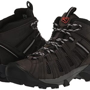 KEEN Men's Voyageur Mid Height Breathable Hiking Boots, Steel Grey/Scarlet Ibis, 10.5