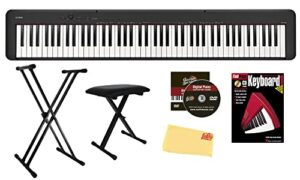 casio cdp-s160 88-key compact digital piano - black bundle with adjustable stand, bench, instructional book, austin bazaar instructional dvd, online piano lessons, and polishing cloth