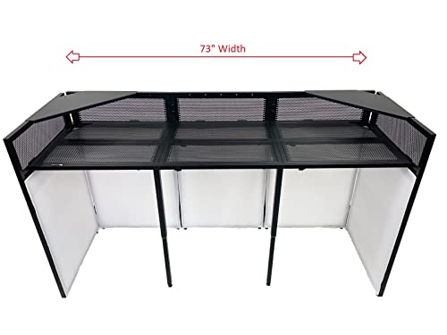 Mega 73" Wide DJ Event Facade White/Black Scrim Booth Two Top Corner Table Tops Largest DJ Facade Booth Available! Lightweight Aluminum