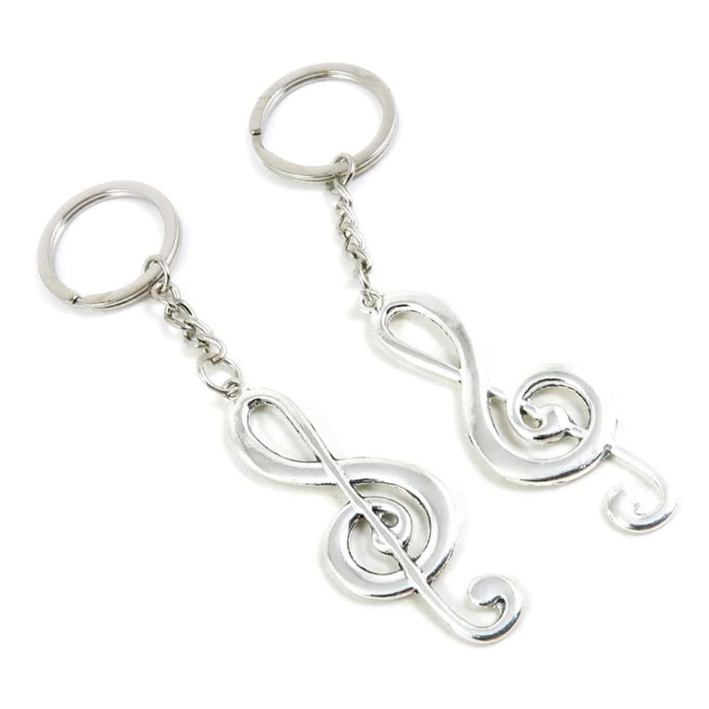 50 Pieces Keychain Keyring Door Car Key Chain Ring Tag Charms Supplies O6DD1Y Music Musical Note