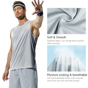 Haimont Mens Sleeveless Workout Shirt Swim Tank Quick Dry Muscle Tee, Light Grey, XL