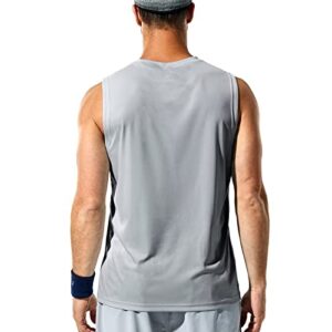 Haimont Mens Sleeveless Workout Shirt Swim Tank Quick Dry Muscle Tee, Light Grey, XL