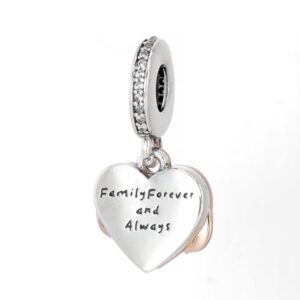 Sparkling Infinity Heart Family Dangle Charm 925 Sterling Silver Pendant,Jewelry Beads Gifts for Women Bracelet&Necklace A0042