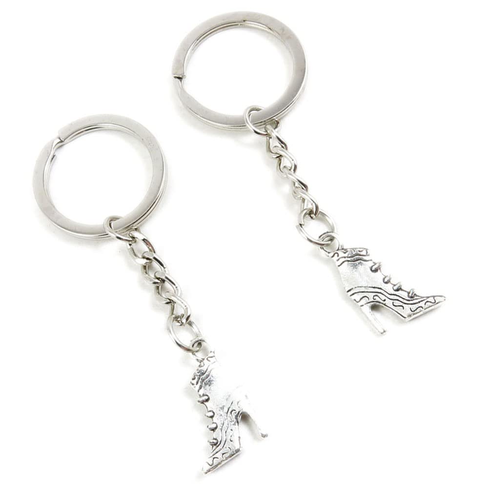 100 Pieces Keychain Keyring Door Car Key Chain Ring Tag Charms Supplies P9TR7X High Heels Shoes Boots