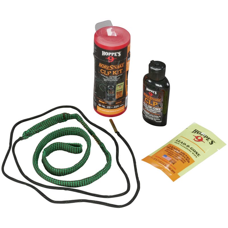 Hoppes Boresnake CLP Cleaning Kit for .22/.223 Rifle, Gun Snake for Gun Cleaning Kit, Multi (210556)