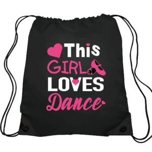 Haizct This Girl Loves Dance Drawstring Backpacks, Ballet Drawstring Backpacks, Ballet Dance Bags, Dance Bags for Yoga Dance Rehearsal, Great Gift for Ballet Dancer Actor Actress