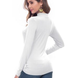 VOBCTY White Turtleneck Women Casual Long Sleeve Lightweight Slim Fitted Based Layer Shirts White X-Large