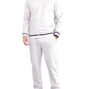 COOFANDY Sweatsuit For Men Long Sleeve Casual Athletic Tracksuits Zipper Exercise Jacket and Pants Sets White