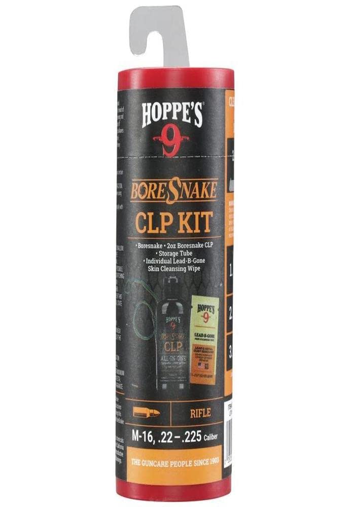 Hoppes Boresnake CLP Cleaning Kit for .22/.223 Rifle, Gun Snake for Gun Cleaning Kit, Multi (210556)