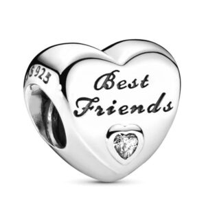 polished best friends heart charm 925 sterling silver pendant,jewelry beads gifts for women bracelet&necklace a0057