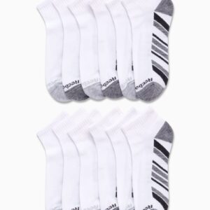 Reebok Men's Quarter Socks - 12 Pack Soft Performance Quarter Socks for Men - Breathable Men's Athletic Socks (Size 6-12.5), Size 6-12.5, White