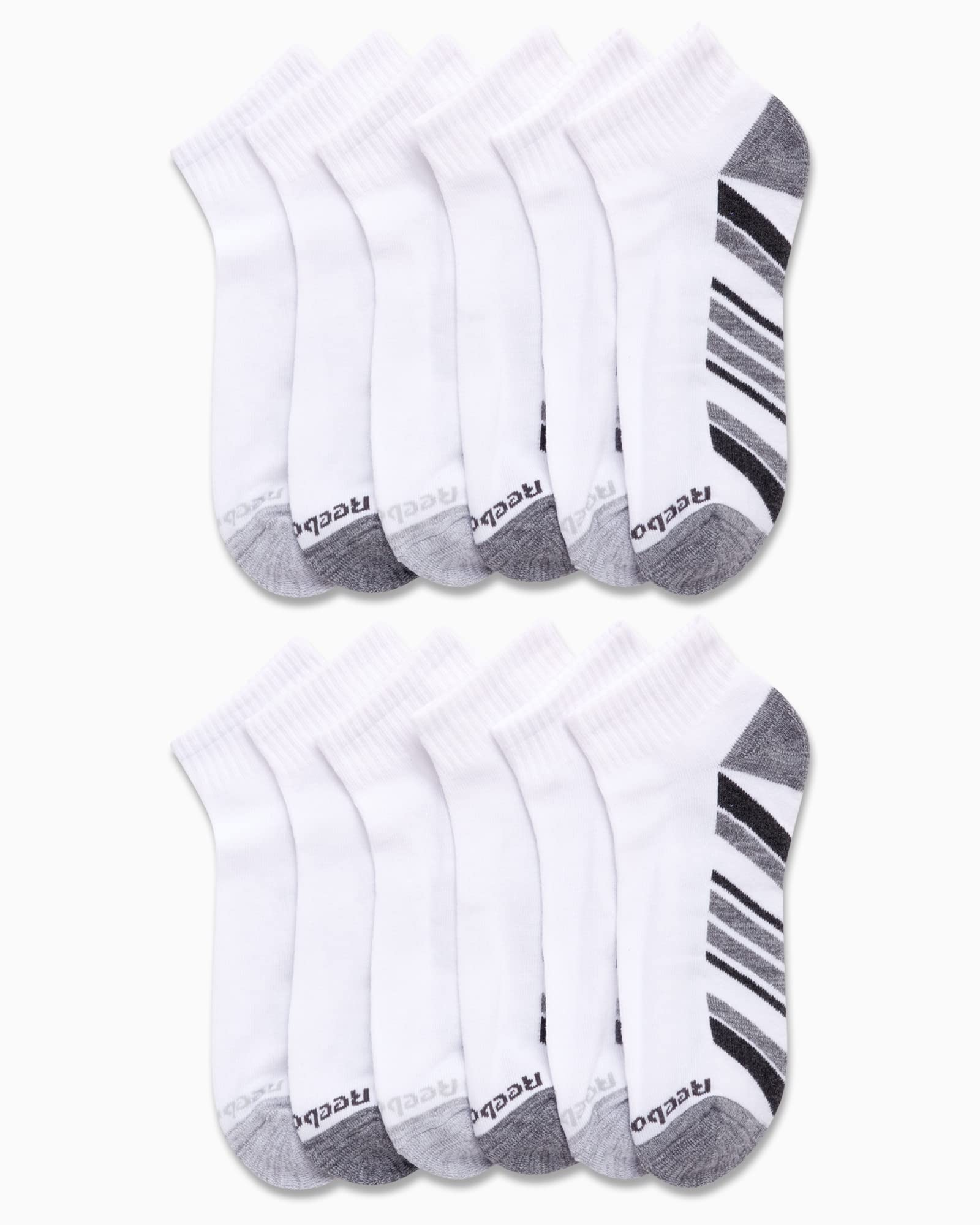 Reebok Men's Quarter Socks - 12 Pack Soft Performance Quarter Socks for Men - Breathable Men's Athletic Socks (Size 6-12.5), Size 6-12.5, White