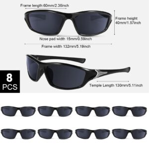 Cindeer 8 Pairs Polarized Sunglasses for Men and Women Sun Glasses with UV Protection Sport Sunglasses for Outdoor Activities (Black)